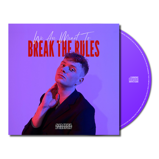 CD Digipak for the album 'We Are Meant To Break The Rules' by Samuel Evenson, featuring a man with red hair in a suit, with the album title and artist name visible.